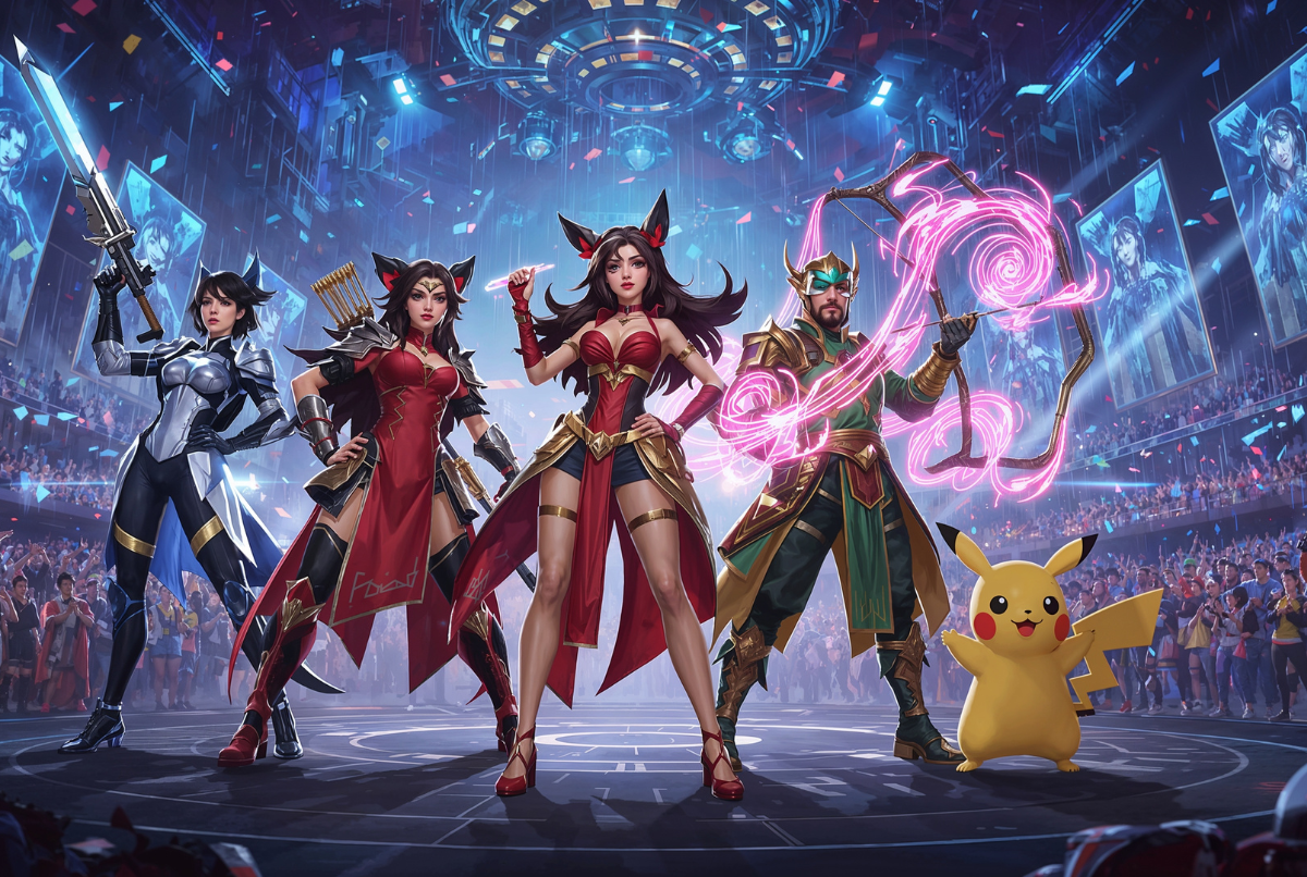 Ilustrasi komunitas game mobile bertarung dalam mode 5v5