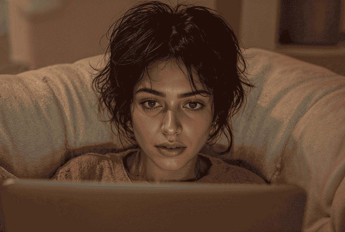 Pengguna mencari video HD gratis tanpa login di situs web dengan laptop