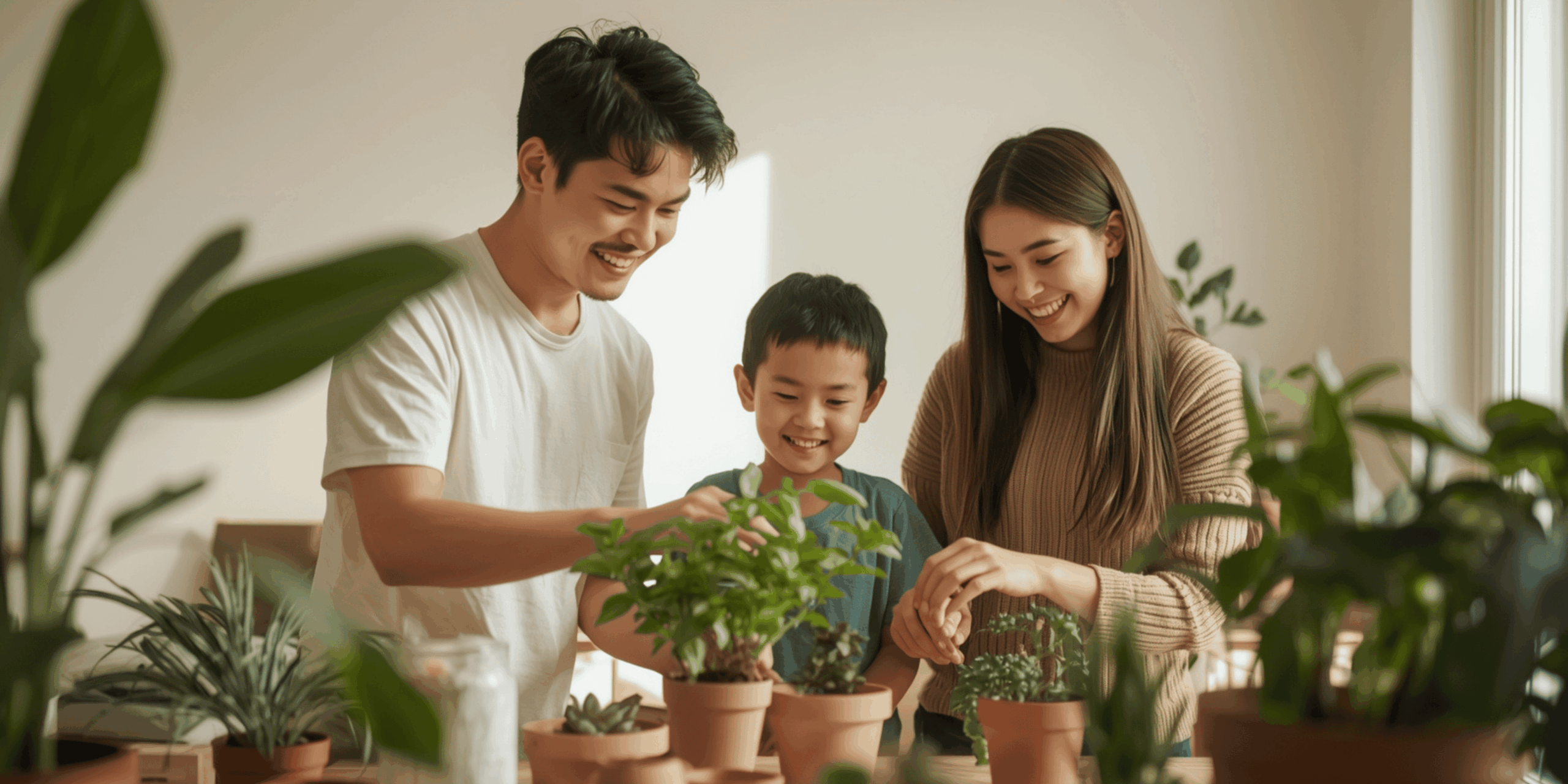 Keluarga muda menerapkan gaya hidup minimalis dan ramah lingkungan di rumah dengan mendaur ulang sampah organik dan merawat tanaman.