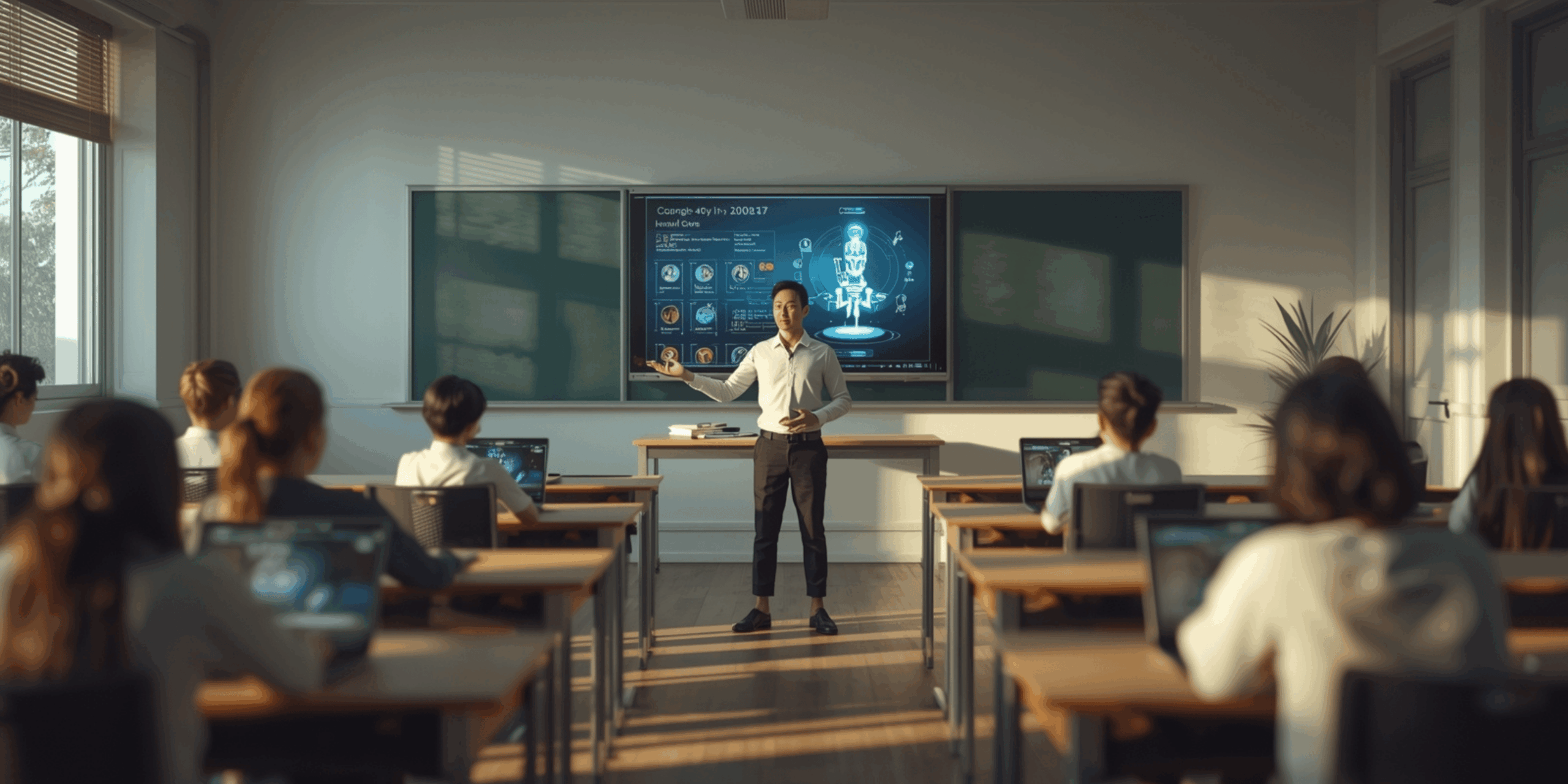 Kelas modern dengan teknologi AI interaktif.