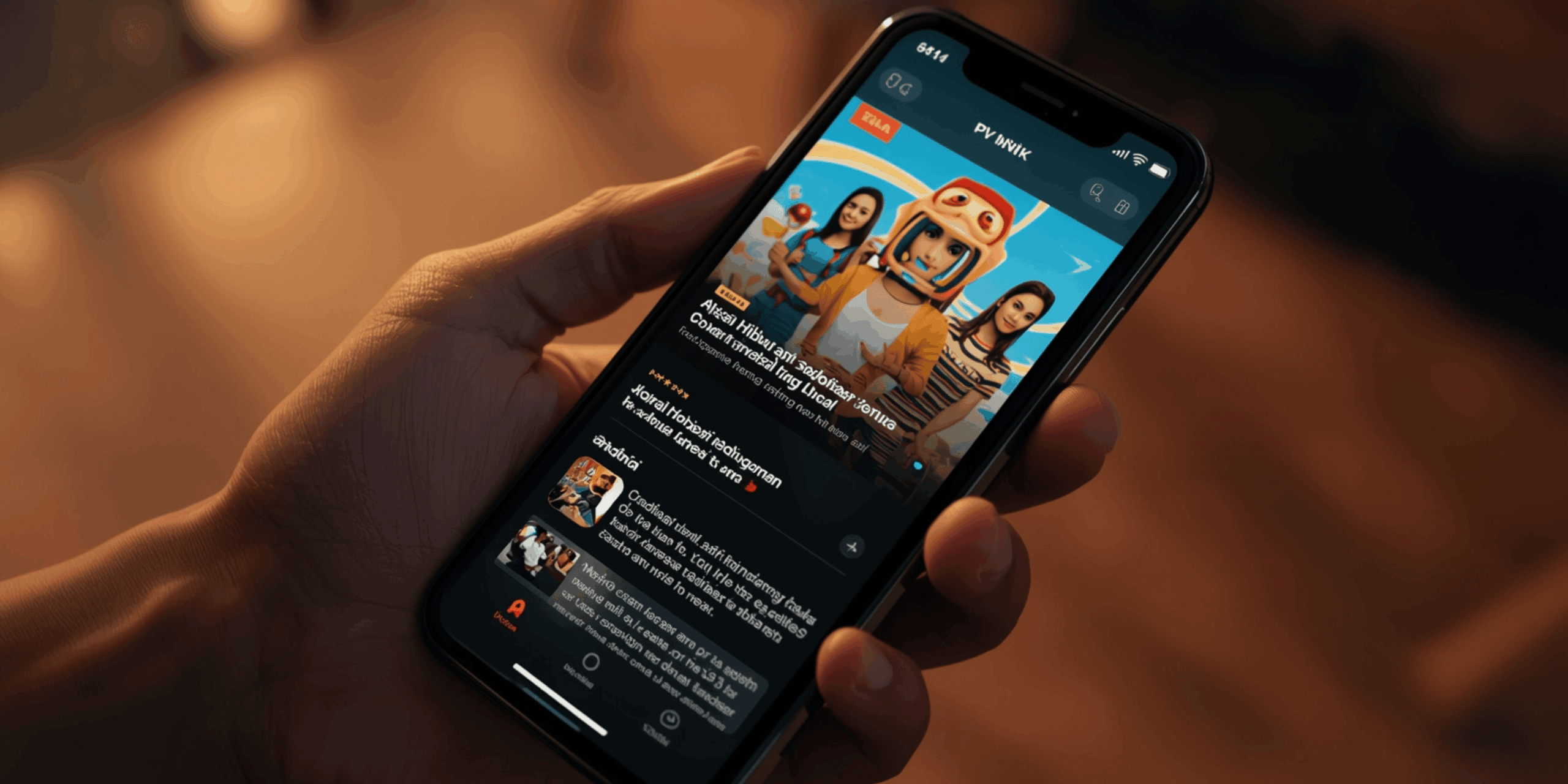 Tampilan dekat aplikasi hiburan streaming lokal di layar smartphone.