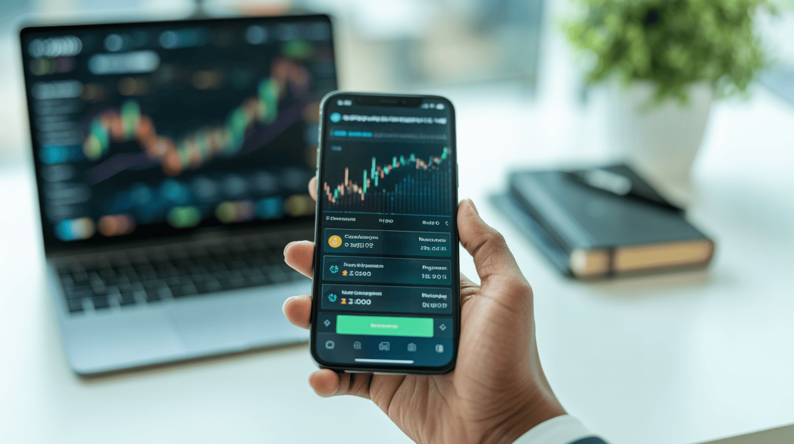 Aplikasi kripto menampilkan daftar koin yang sedang trending