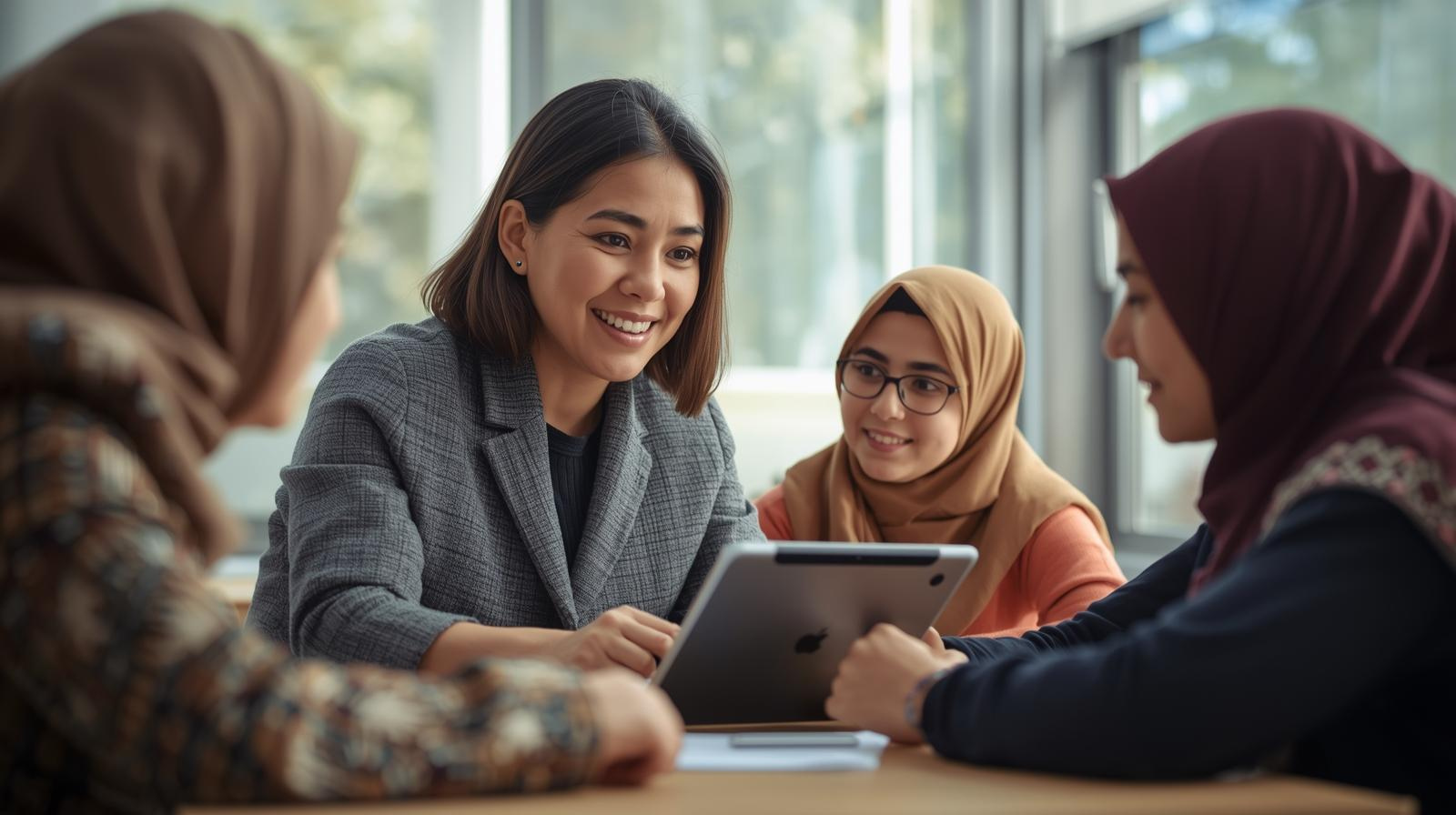 Guru Indonesia membimbing siswa dalam pendidikan karakter di kelas digital